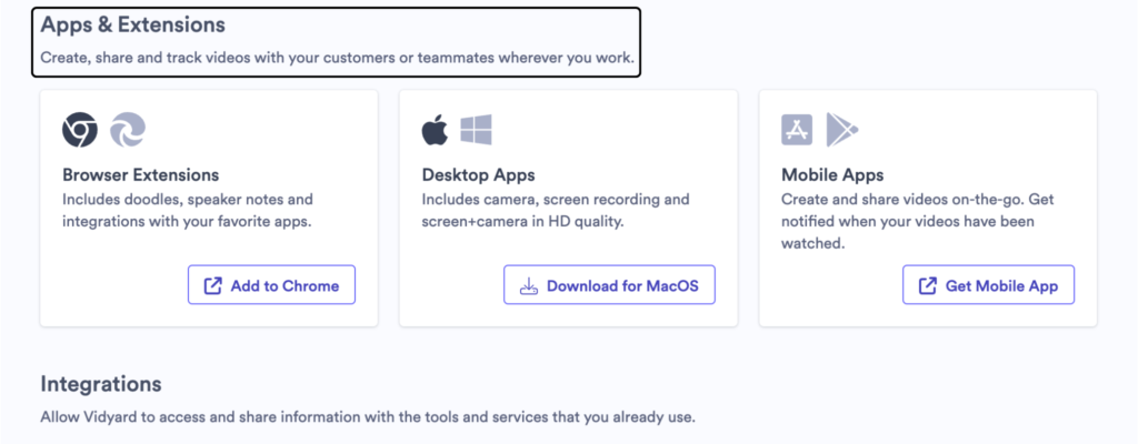 Integrations in Vidyard