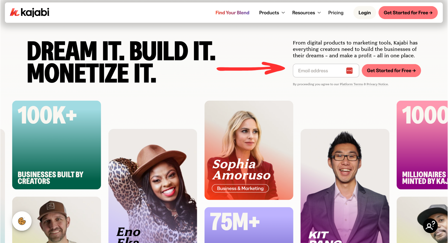 kajabi homepage