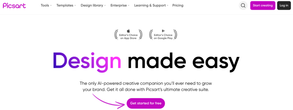 Picsart homepage