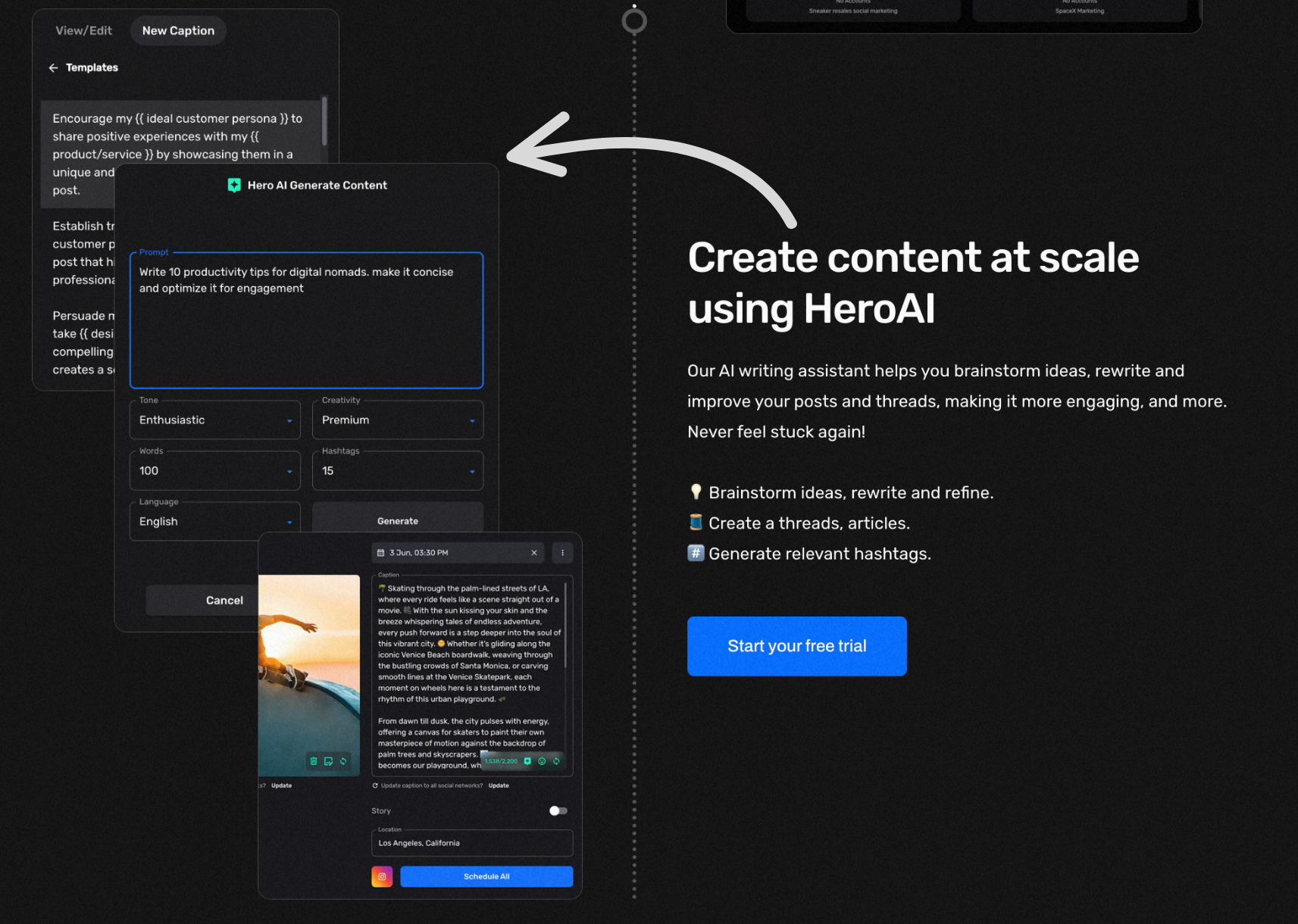 heropost heroAI writing assistant