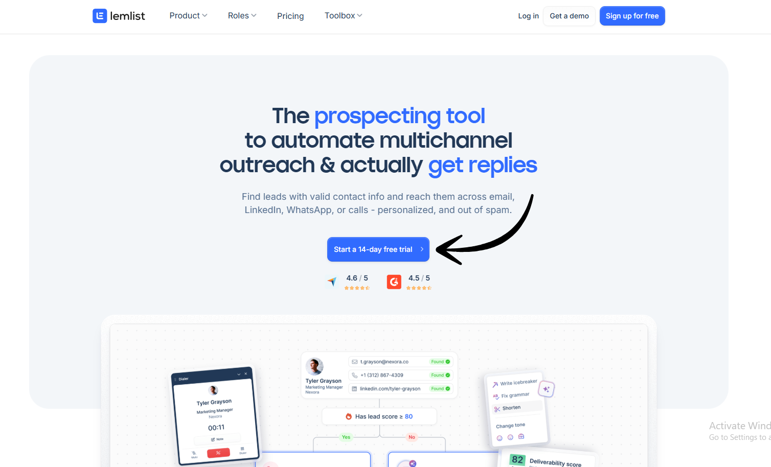 lemlist homepage