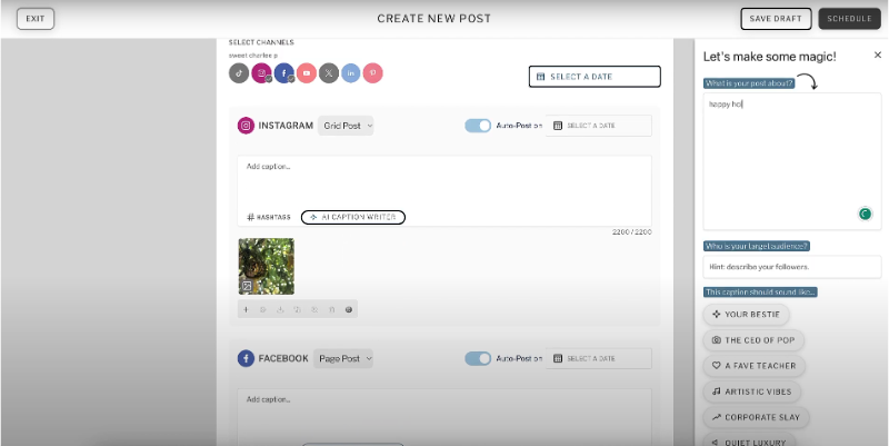 creating new post with planoly
