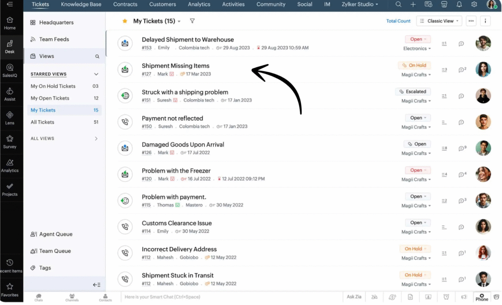 zoho social service plus