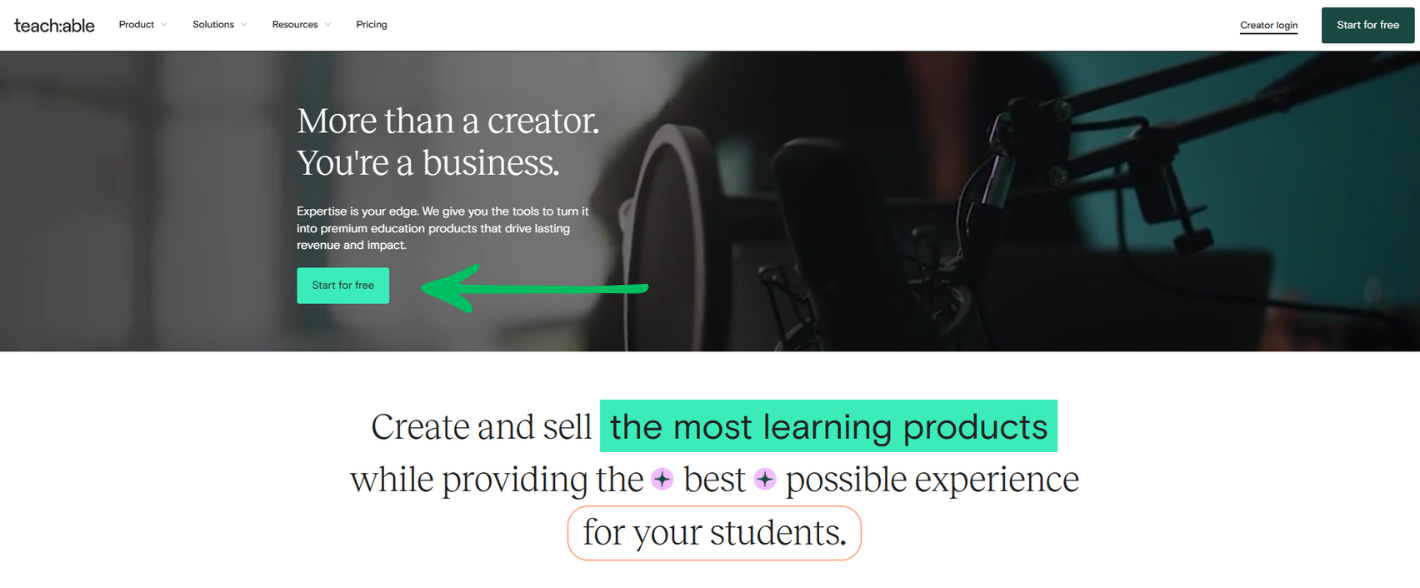 teachable homepage