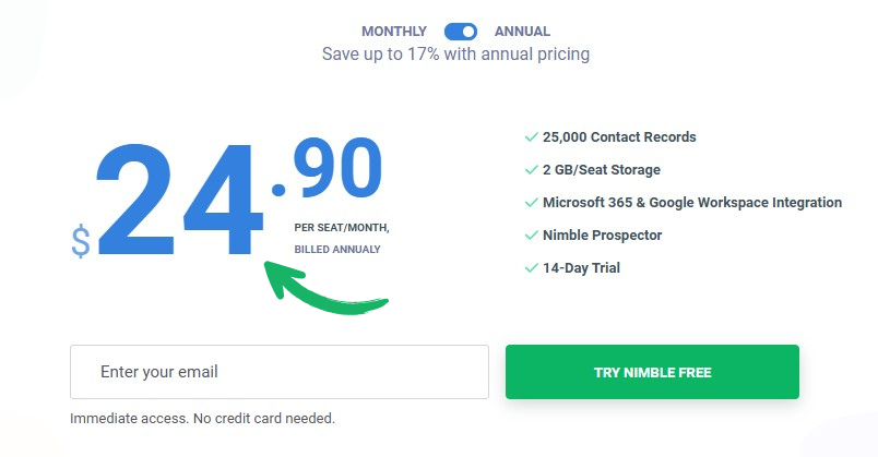 Nimble CRM Pricing