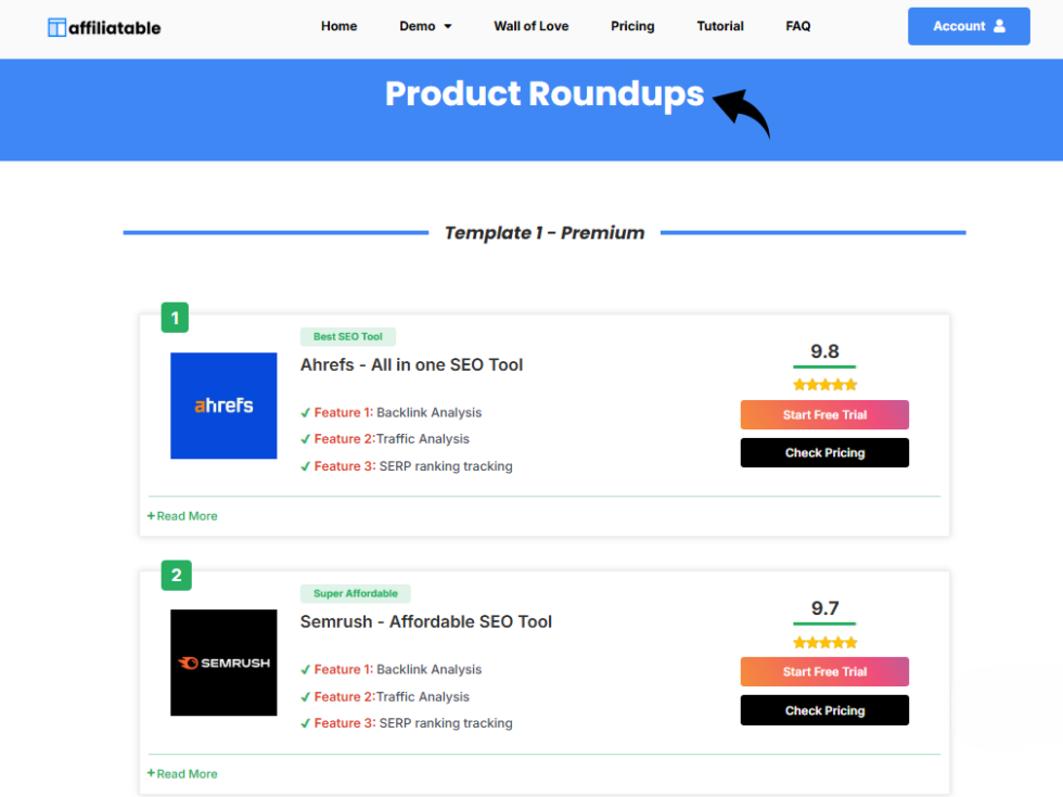 Affiliatable Product Roundups Image