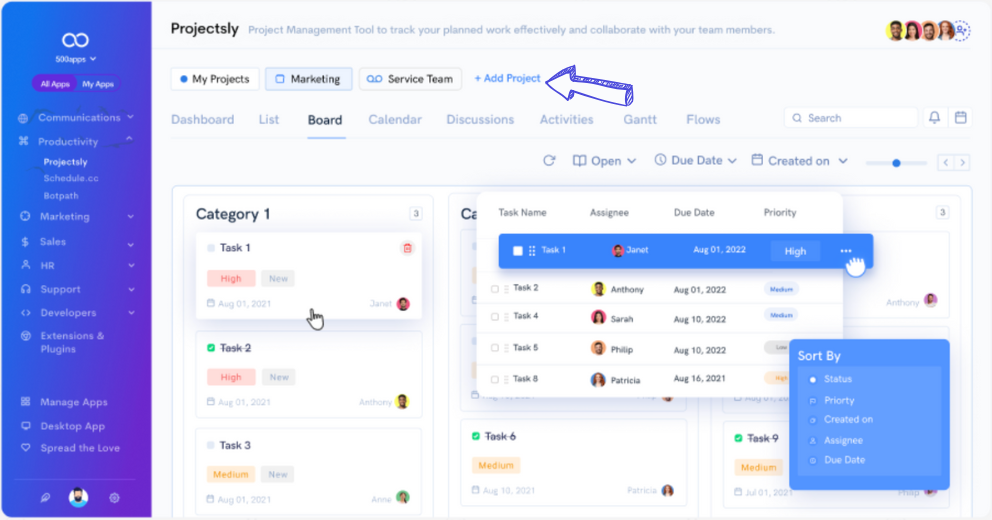 Agile CRM project management