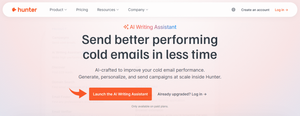 Hunter IO AI Writing Assistant