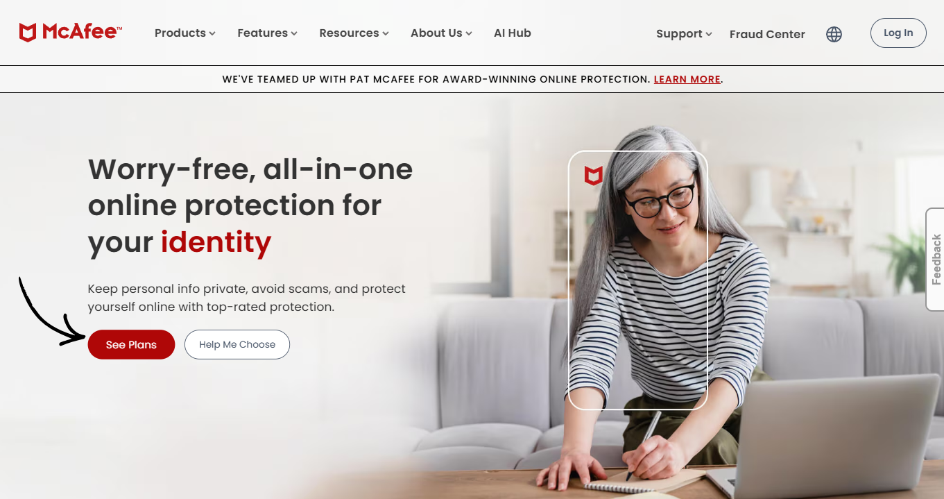 McAfee homepage 1