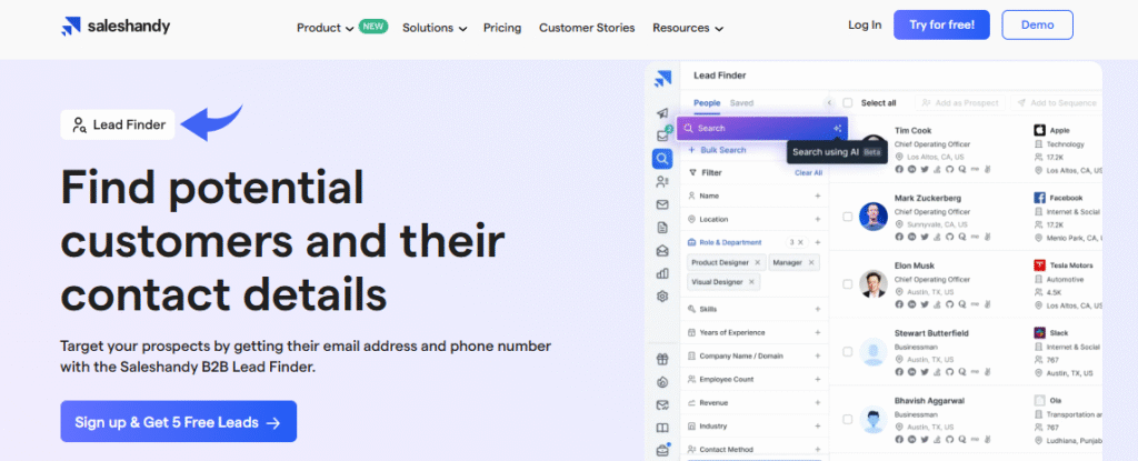 Saleshandy B2B Lead Finder
