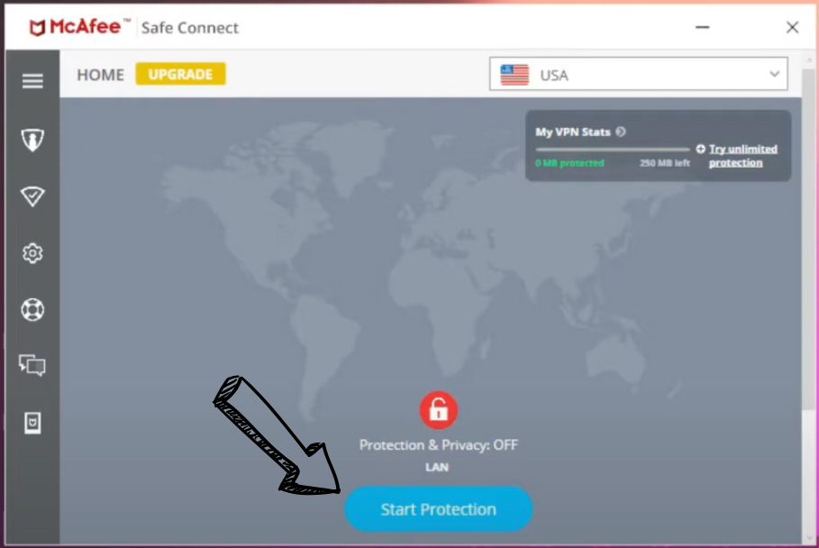 Turning on McAfee VPN