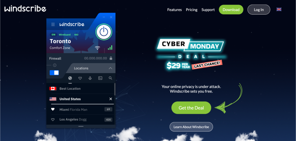 Windscribe Homepage