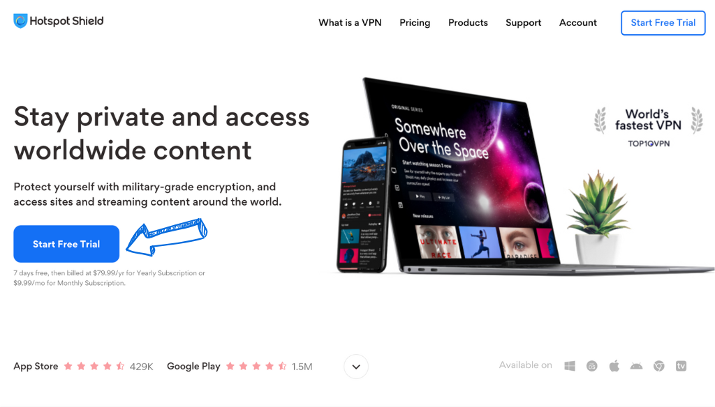 Hotspot Shield homepage