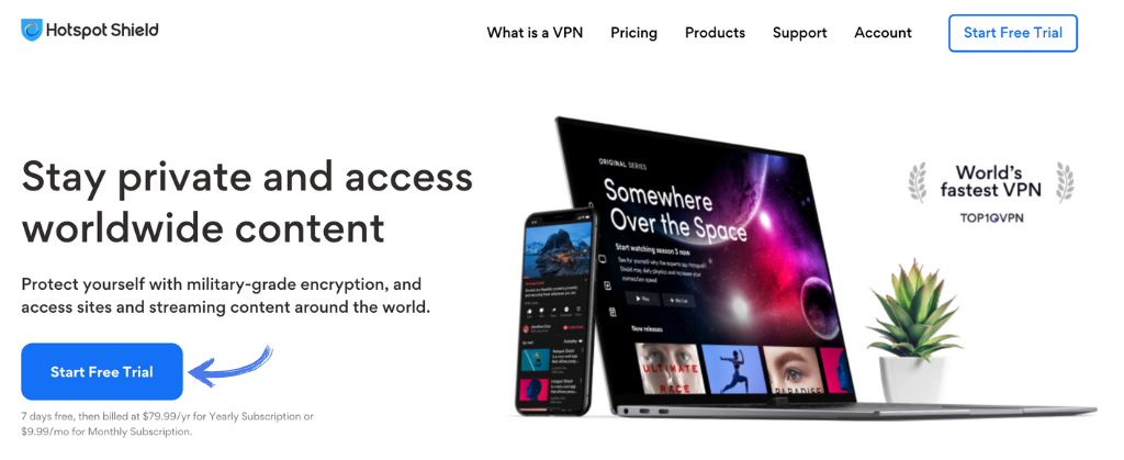 Hotspot Shield Homepage