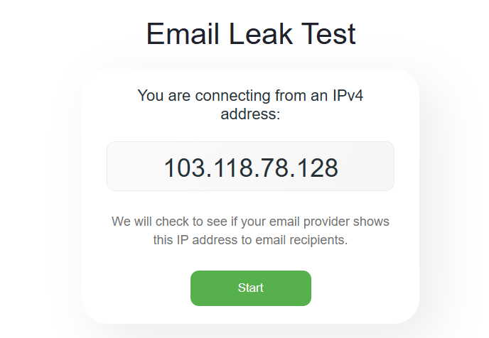 private internet access Email Leak Test