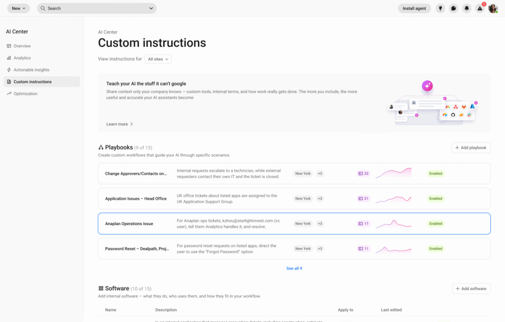 Atera AI center - Custom Instructions