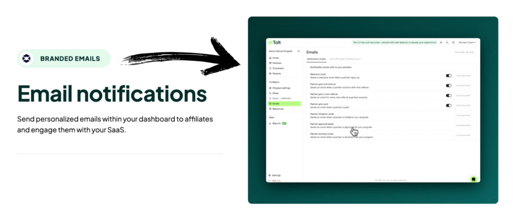 Tolt IO Review: Best Affiliate Marketing Software in 2025? 7 Tolt BRANDED EMAILS