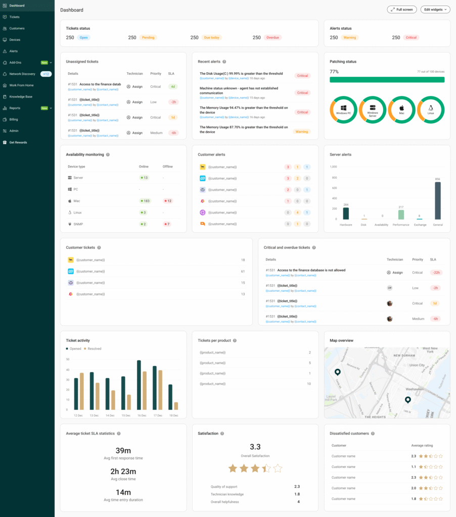 Customer main screen