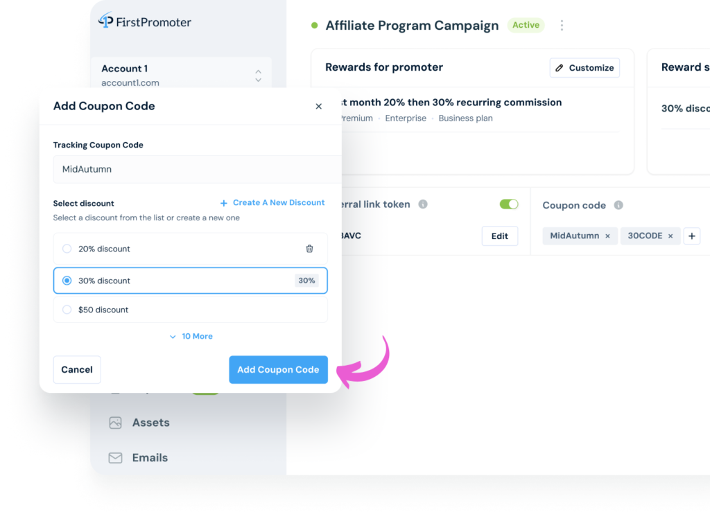 Firstpromoter Affiliate programs with coupon code tracking