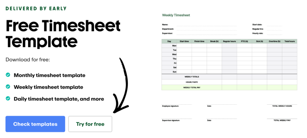 Early Free Timesheet Template