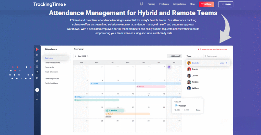 TrackingTime Time-Off Management