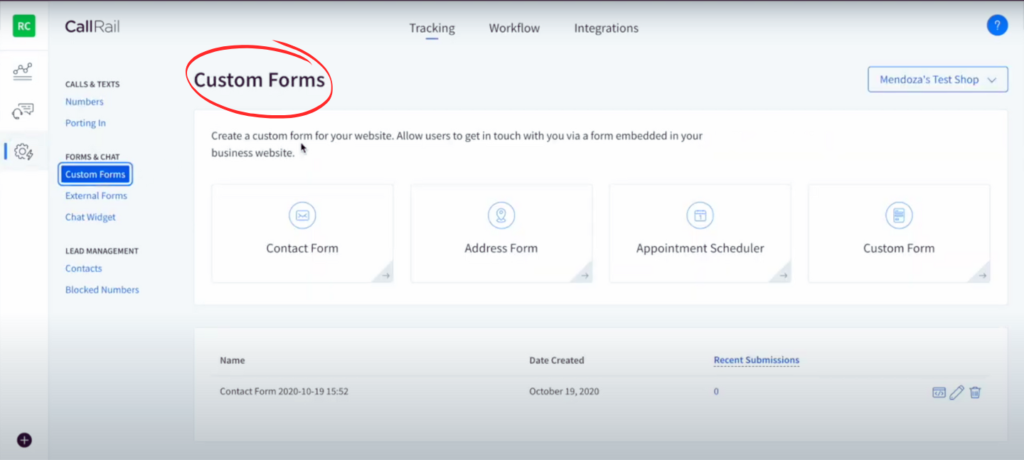 callrail custom forms