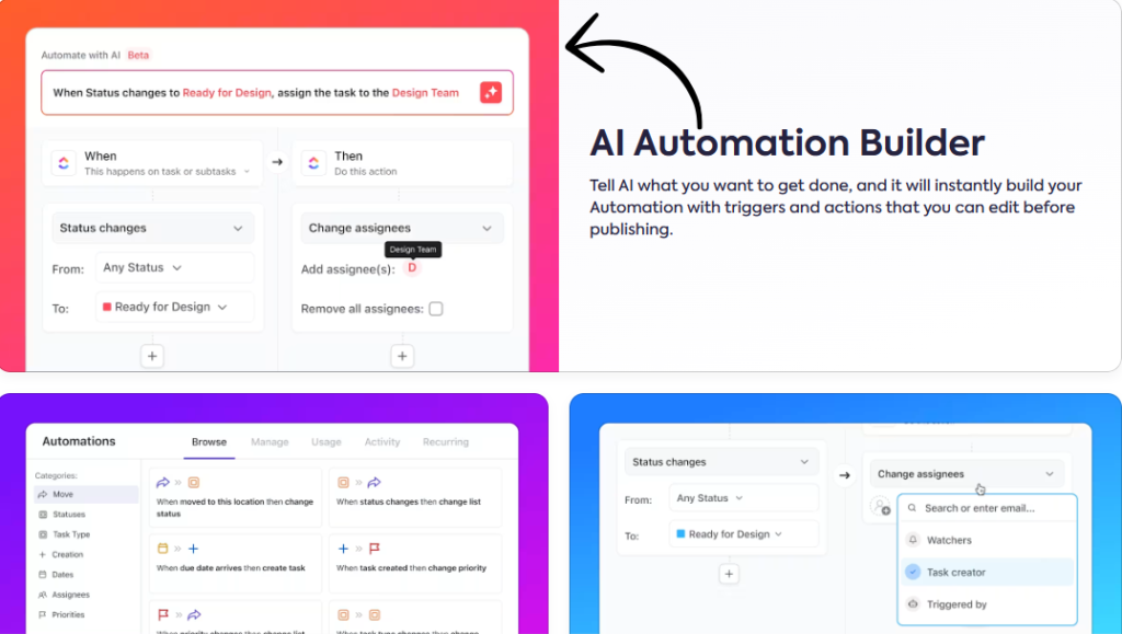 clickup ai automation builder
