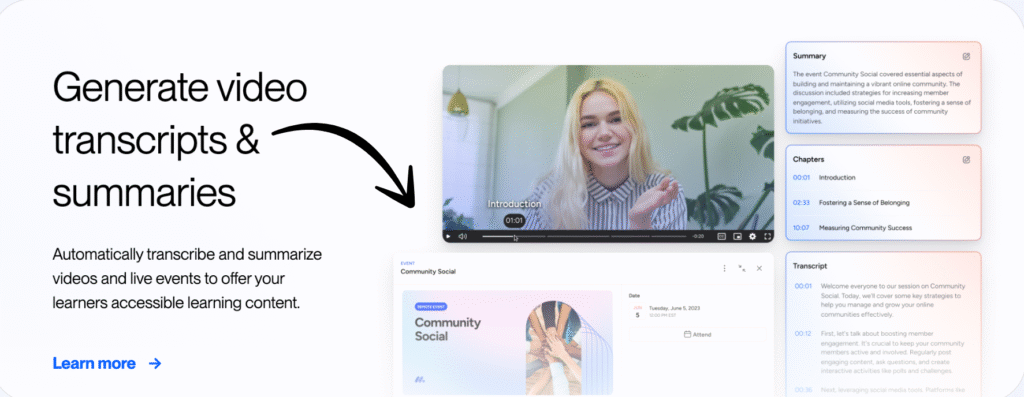 disco generate video transcripts & summaries...