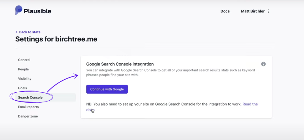 plausible search console integration