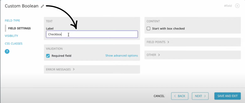 shortstack custom field boolean