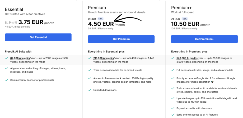 Freepik pricing