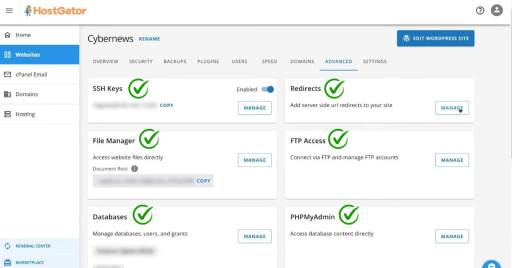 HostGator Improved & Advanced Controls