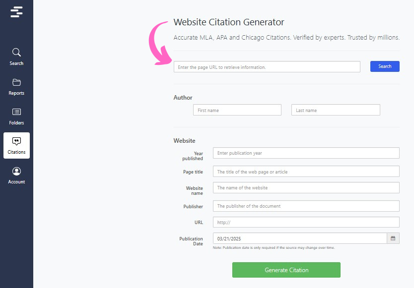 Quetext Website Citation Generator