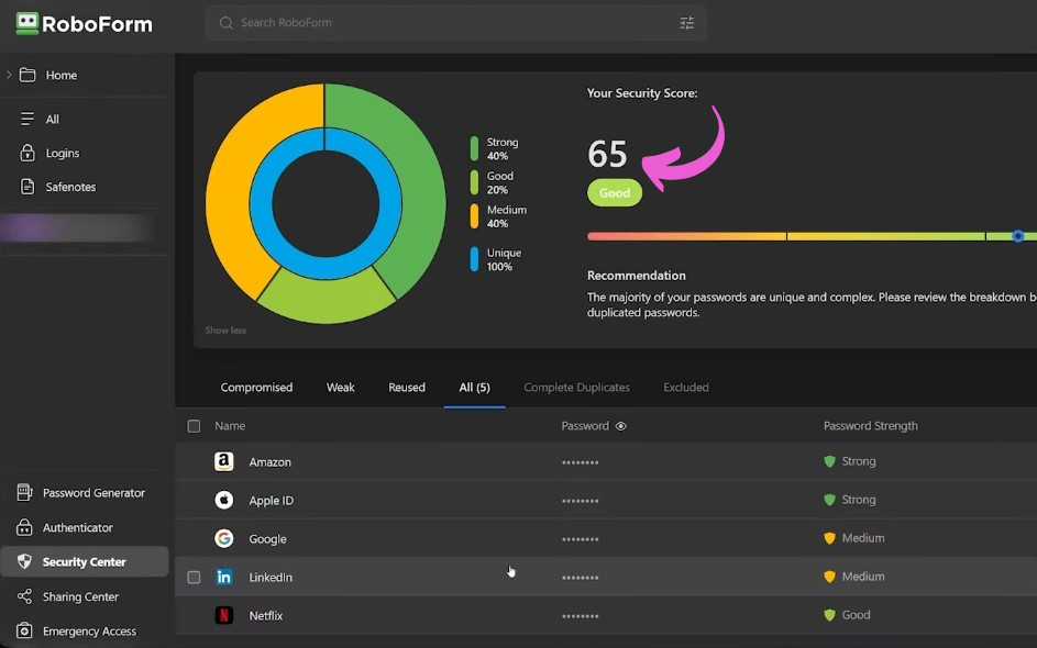 Passpack vs RoboForm: Best Password Manager Tool in 2025? 11 RoboForm Security Center