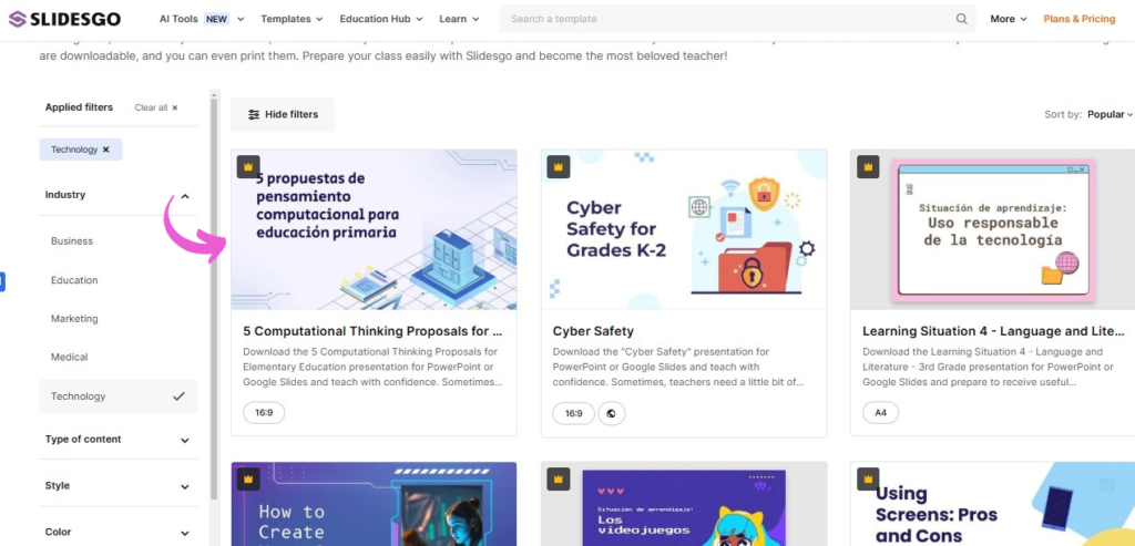 SlidesGo educational materials for teachers