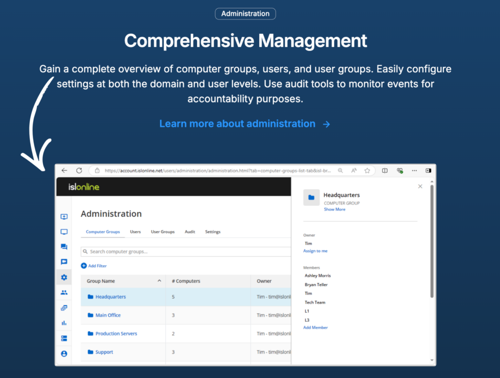 ISL Online Administration Image