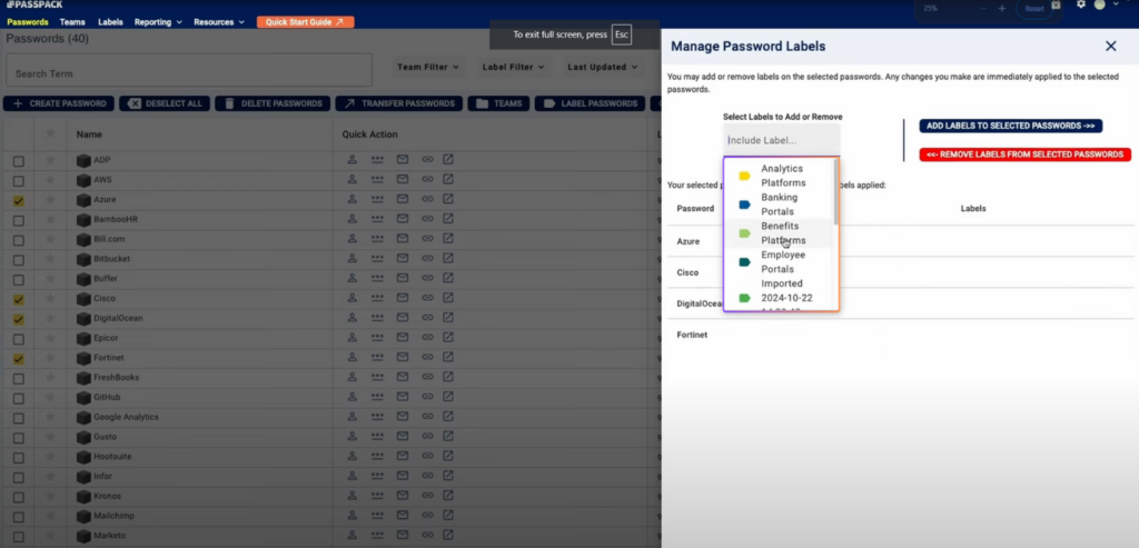 passpack manage password