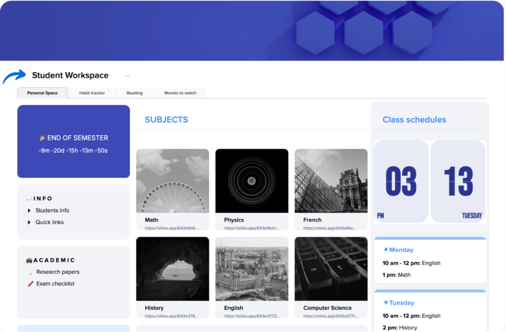 xTiles Student Workspace