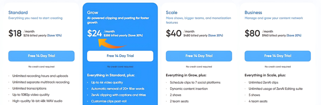 zencastr pricing