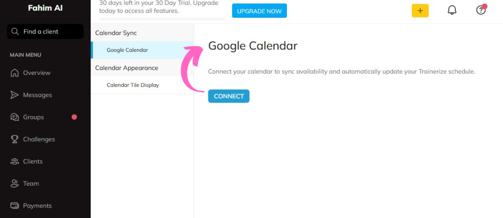ABC Trainerize Google Calender Integration