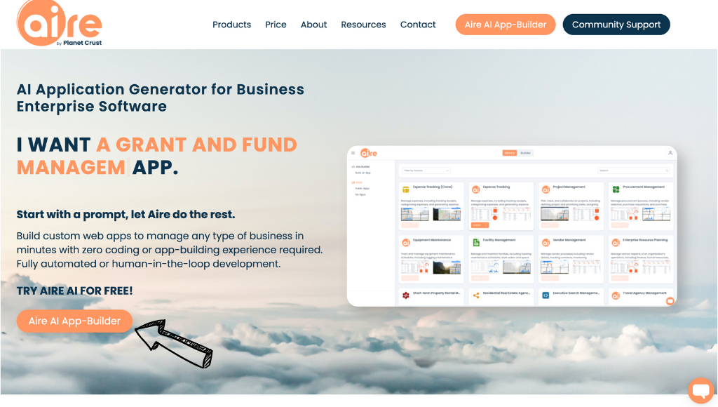 Aire AI homepage