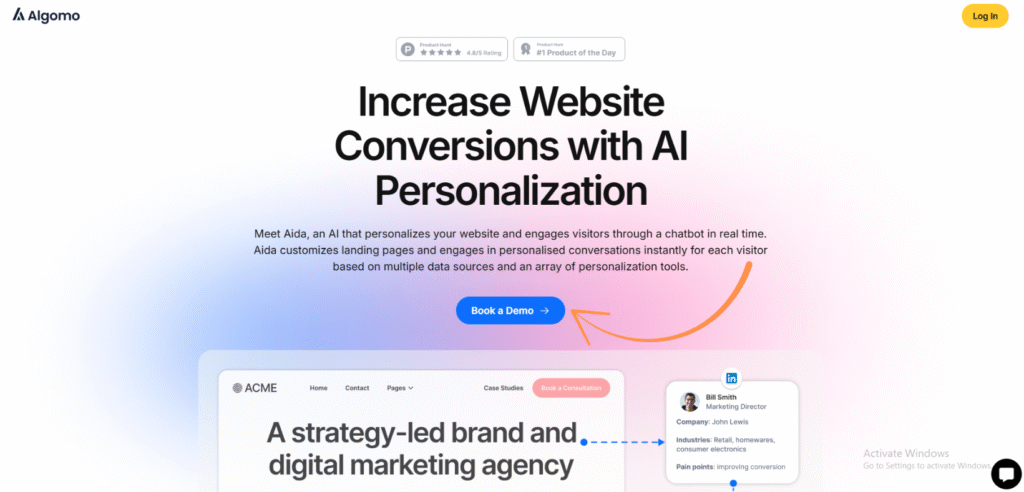 Algomo homepage