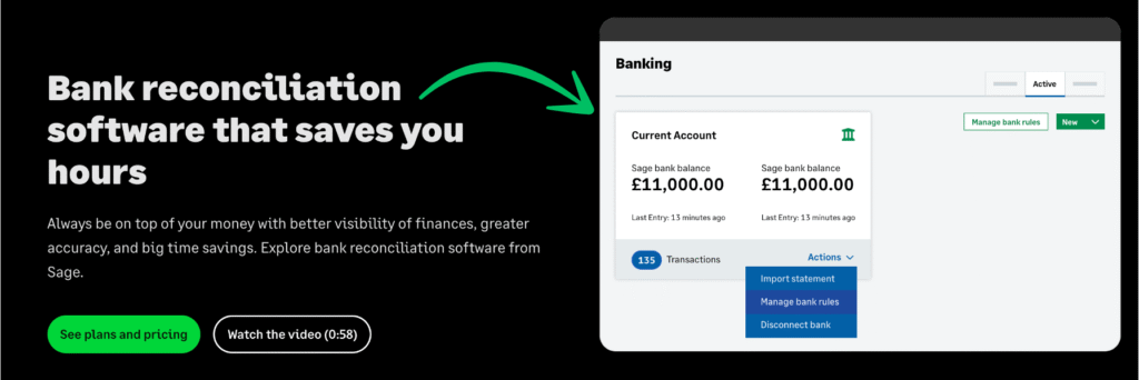 sage Bank reconciliation