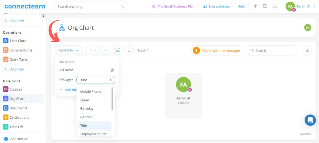 Connecteam Create Org Charts