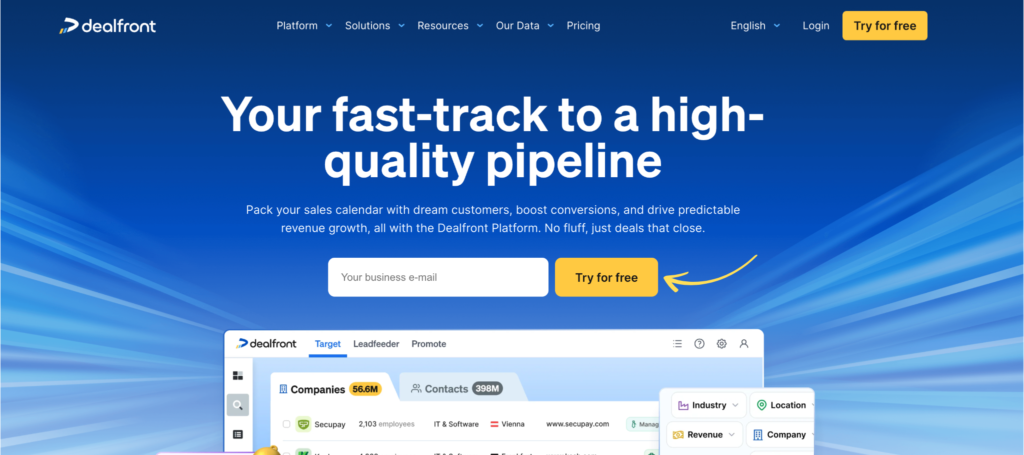 Dealfront homepage