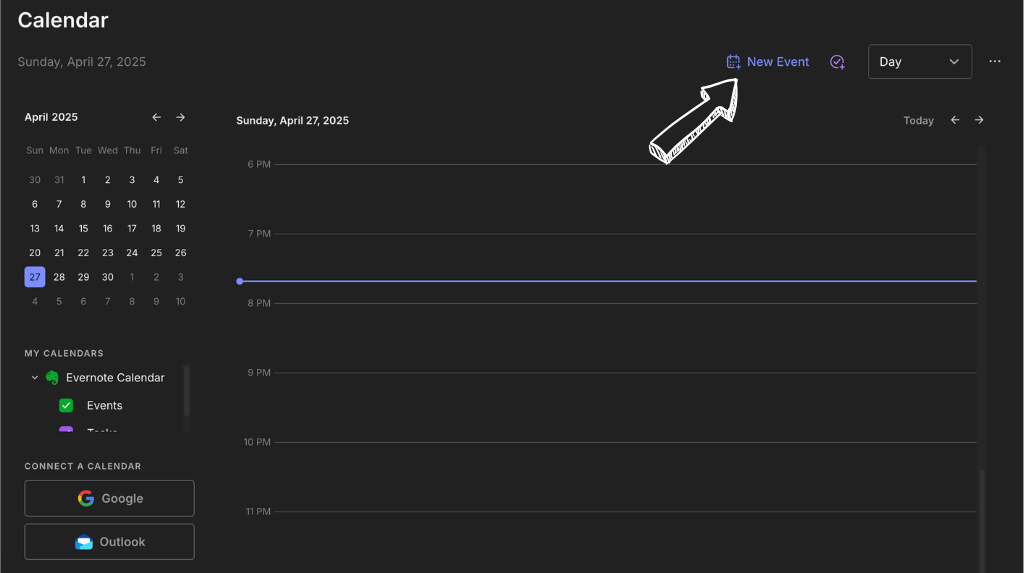 Evernote calendar