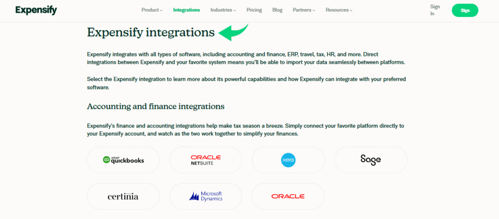 Expensify Integration with Other Software