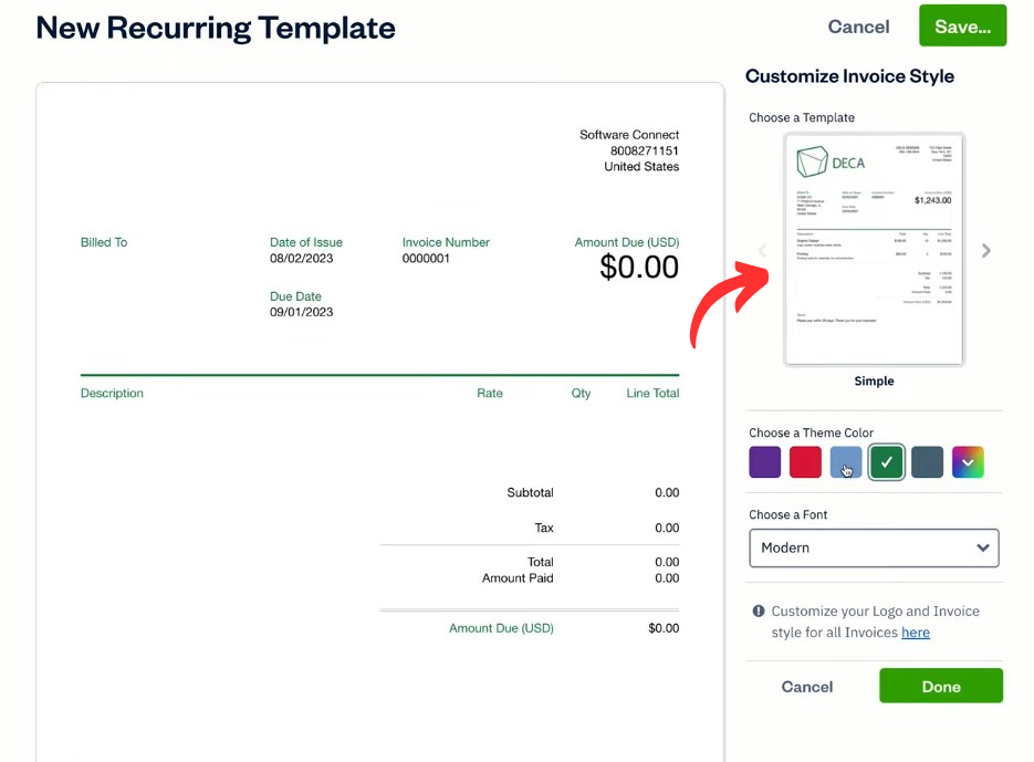 FreshBooks Invoice Customization