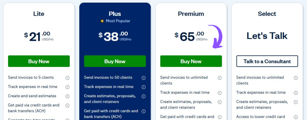 FreshBooks Pricing