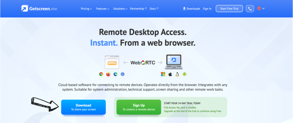 Getscreen Homepage